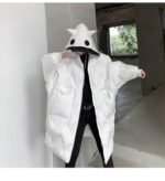 KK1300P210 Winter Contrast Color Double-hat Design Men's Loose Mid-length Cotton Coat