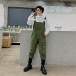 Mens Fashion Carhartt Overalls Black Cargo Dungarees