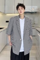 KK1703/P115 Houndstooth Short Sleeve Suit Jacket