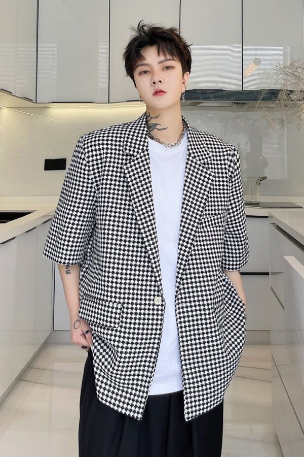 KK1703/P115 Houndstooth Short Sleeve Suit Jacket