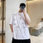 A452-6126-P55 New Personality Label Round Collar T-shirt