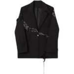 A345-1607-P135 Original New Youth Trend Sequin Stitching Suit Drawstring Jacket