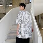 KK1656/P70 Letter Cashew Flower Printed Loose T-shirt