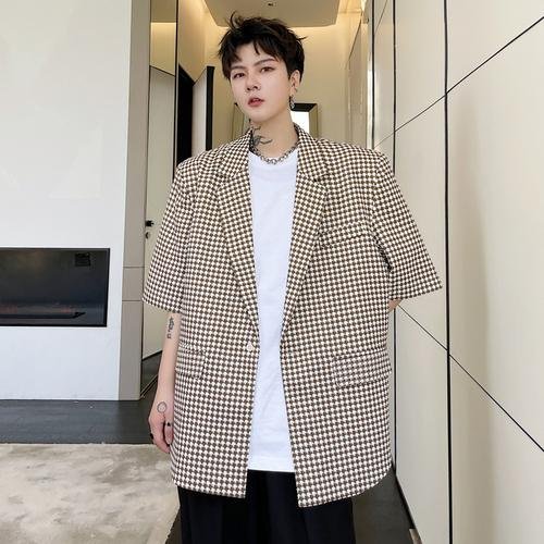 KK1703/P115 Houndstooth Short Sleeve Suit Jacket