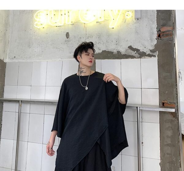 Summer Dark Asymmetric Short Sleeve T-shirt