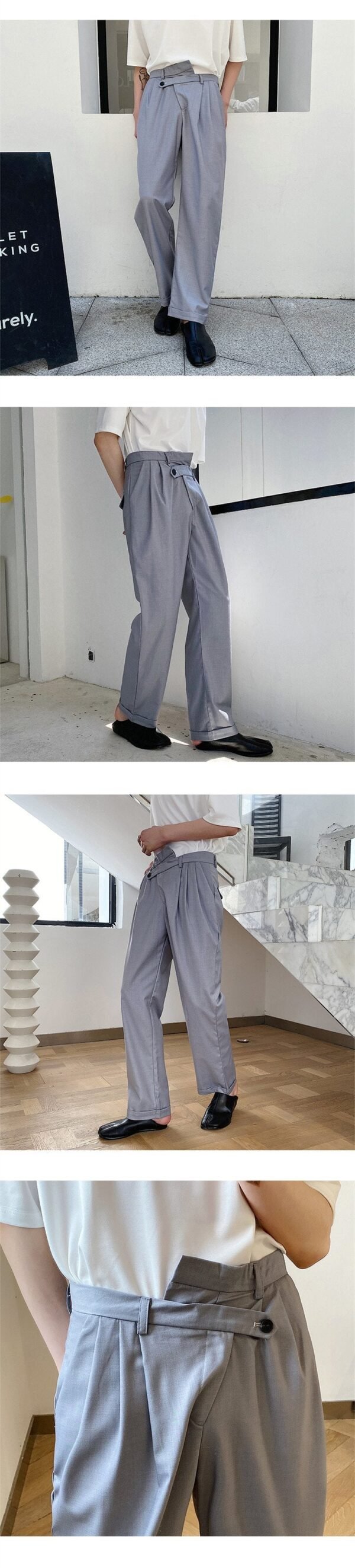 Asymmetric Personality Inclined Placket Loose Trousers