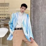 Retro Chinese Fashion Tie Dye Printing Casual Suit Autumn Blazers