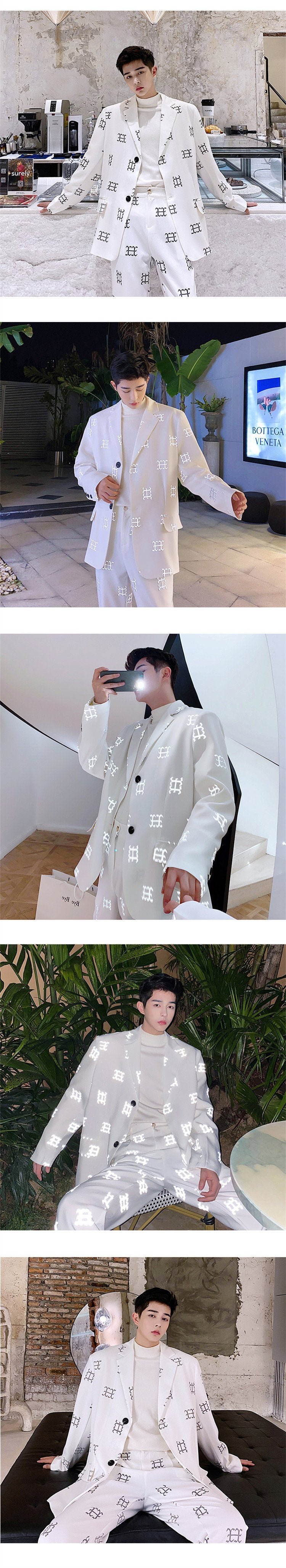 Autumn New Fashion Future Design Strong Reflective Printing Trend Suit Pants