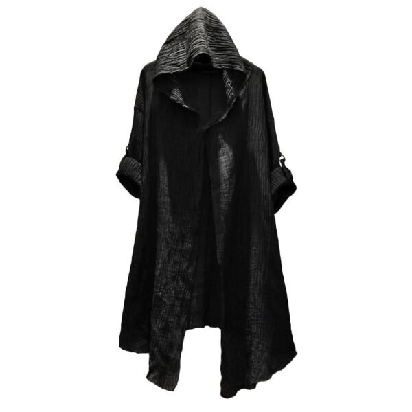 Fashion Gothic Cardigan Men's Long Loose Black Cardigan Chiffon Cardigan With Hooded