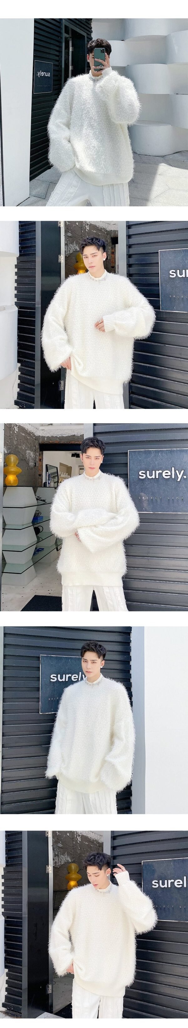 Androgynous Mohair Sweater Oversize Sweater White Sweater Black Sweater