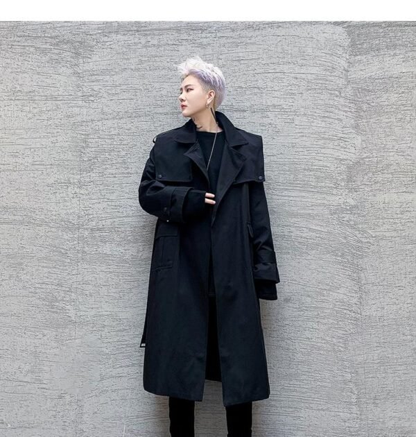 P125 Autumn and Winter Mid-length Men's Windbreaker Loose Lapel Jacket