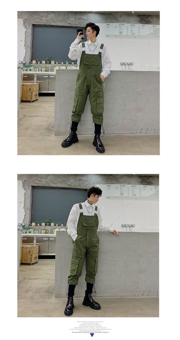 Mens Fashion Carhartt Overalls Black Cargo Dungarees