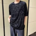 A452--6133--P55 P55 New Velvet Jacquard Round Neck T-shirt In Summer