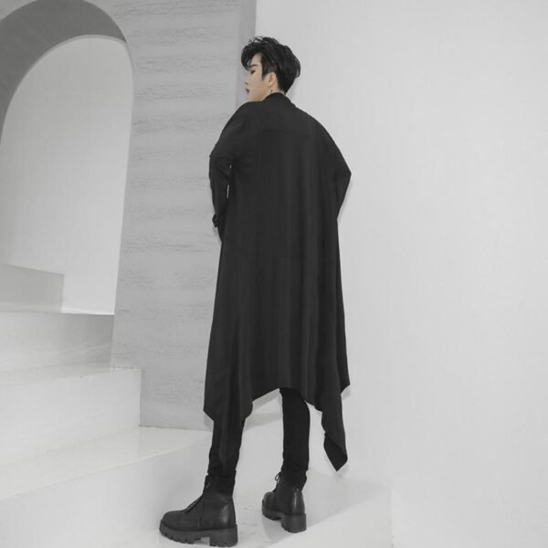 Fashion Long Shawl Loose Cardigan Mens See Through Cardigan Black Cardigan