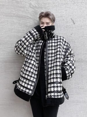 KK1545/P215 Thousand Birds Composite Velvet Thickened Jacket