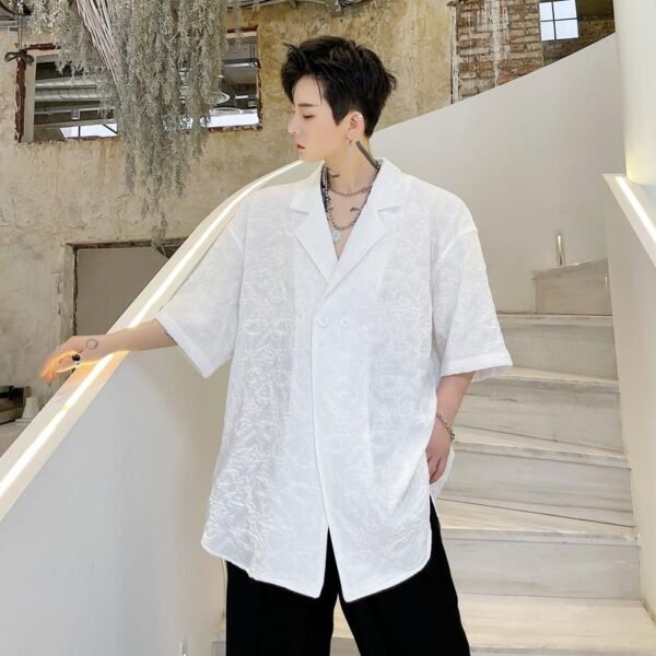 KK1702/P110 Solid Color Dark Floral Short-sleeved Suit Jacket