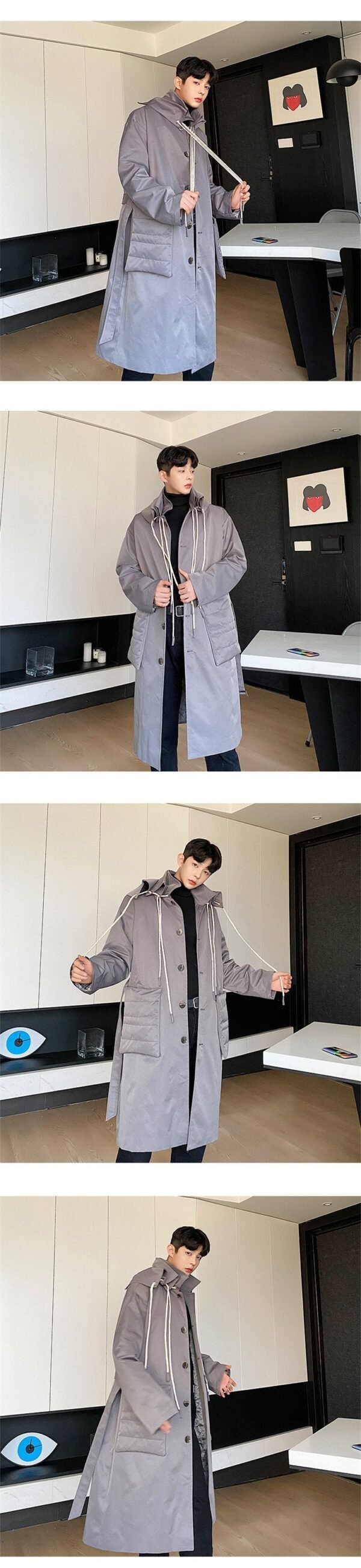 K18-P195 Personalized Design Multi-layer Foldable Cap Long Coat