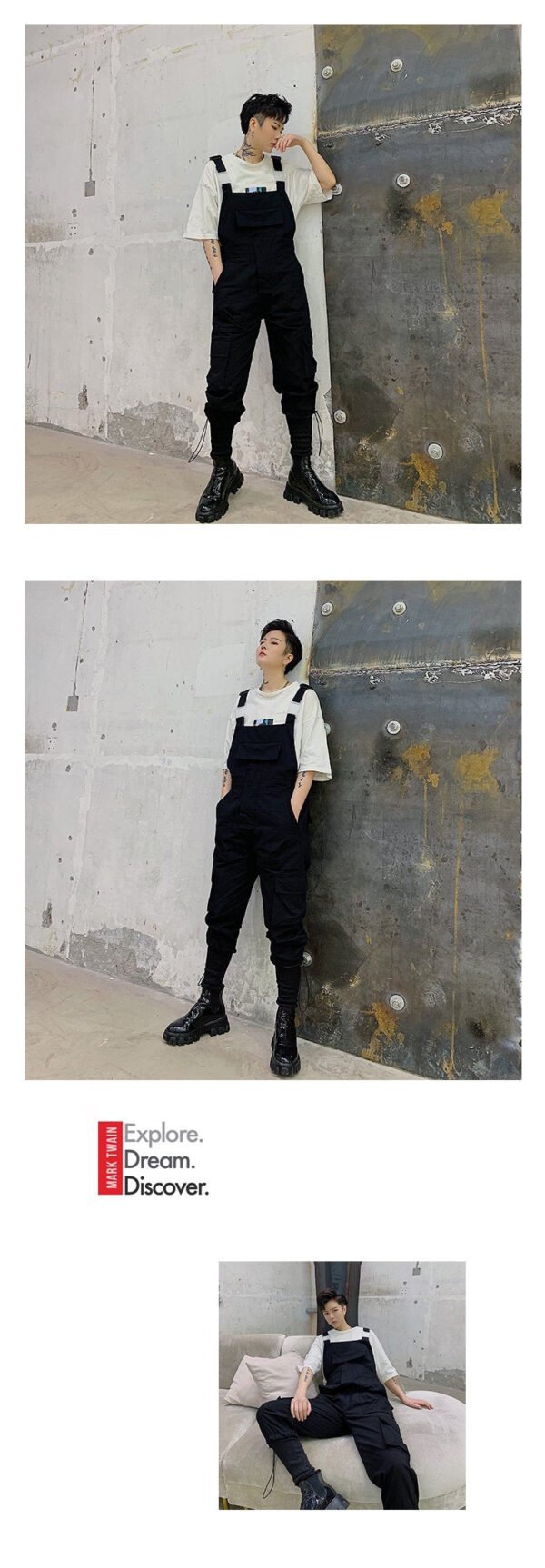 Mens Fashion Carhartt Overalls Black Cargo Dungarees
