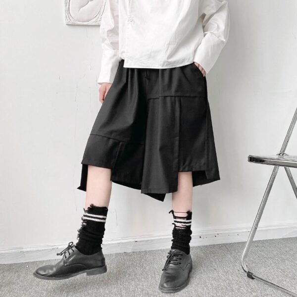 K1905 P65 Dark Asymmetric Japanese Loose Shorts