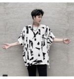 KK1686/P75 Geometric Pattern Drop Shoulder Raglan Sleeve Round Neck T-shirt