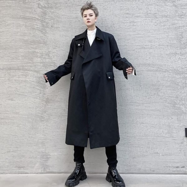 P125 Autumn and Winter Mid-length Men's Windbreaker Loose Lapel Jacket