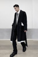 7622-P145 Yamamoto Dark Cut Raw Edge Retro Fashionable Trench Coat