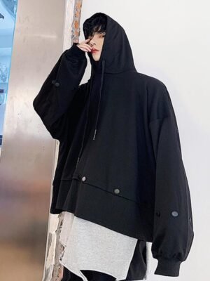 Yamamoto dark autumn rivet decorating bat sleeve cap hooded jeans men's head coat