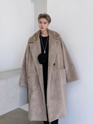 KK1558 solid color metal pendant men's rabbit fur thick coat jacket