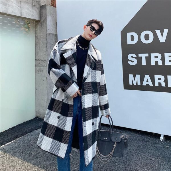 Retro Coat Plaid Wool Coat Plaid Trench Coat Flannel Coat Checkered Jacket