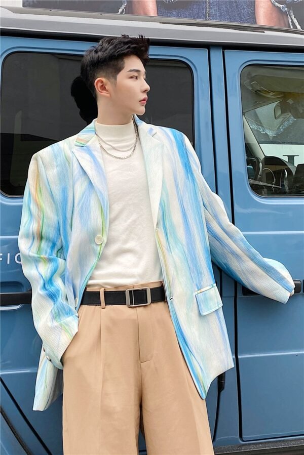 Retro Chinese Fashion Tie Dye Printing Casual Suit Autumn Blazers