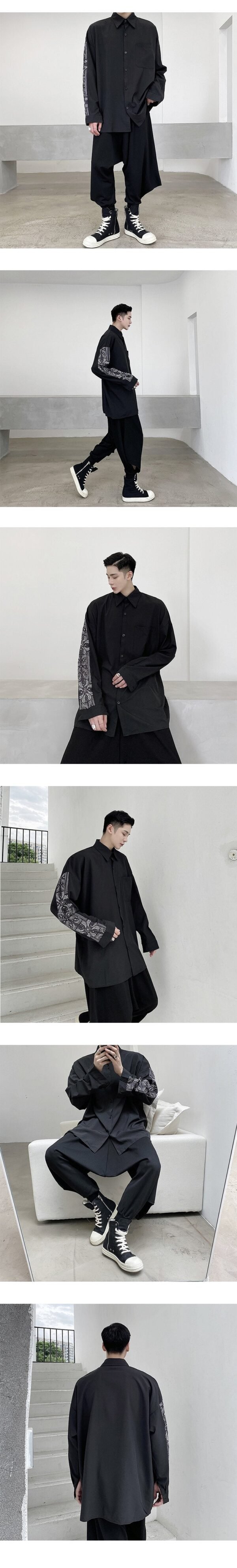 Japanese Yohji Yamamoto Casual Long-Sleeved Shirt Loose Shirt for Men
