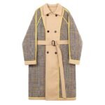 Retro Plaid Wool Coat Plaid Trench Coat Flannel Coat Checkered Jacket Double Breasted Coat