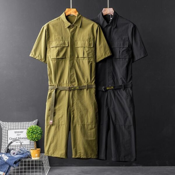 Korean Version of The British Body Suit Men's Summer Short-sleeved Shirt Jumpsuit