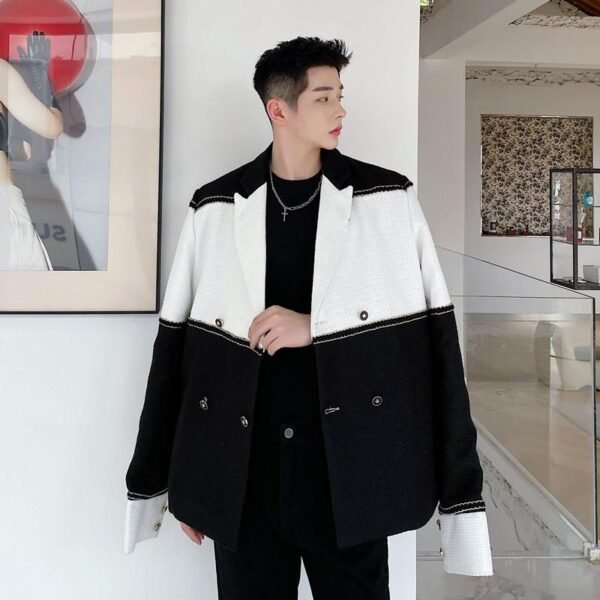P135 Niche Fashion Stitching Small Fragrance Suit Jacket Men's Jacket Jacket