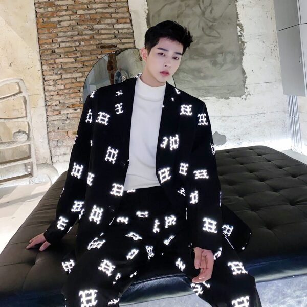 Autumn New Fashion Future Design Strong Reflective Printing Trend Suit Pants