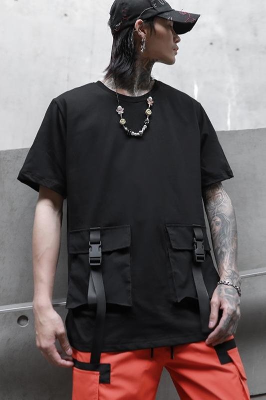 Men's loose stand collar short sleeve T-shirt