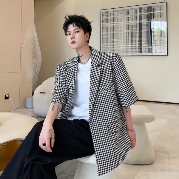 KK1703/P115 Houndstooth Short Sleeve Suit Jacket