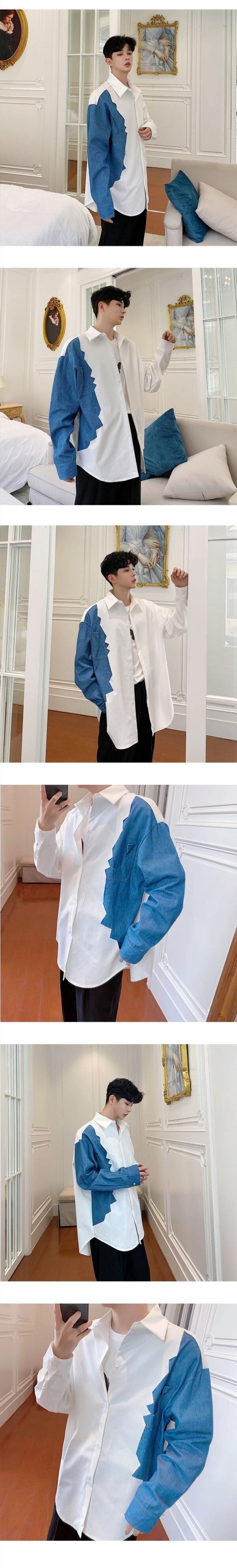 Men's Loose Slim Long-sleeved Denim Shirt Jacket