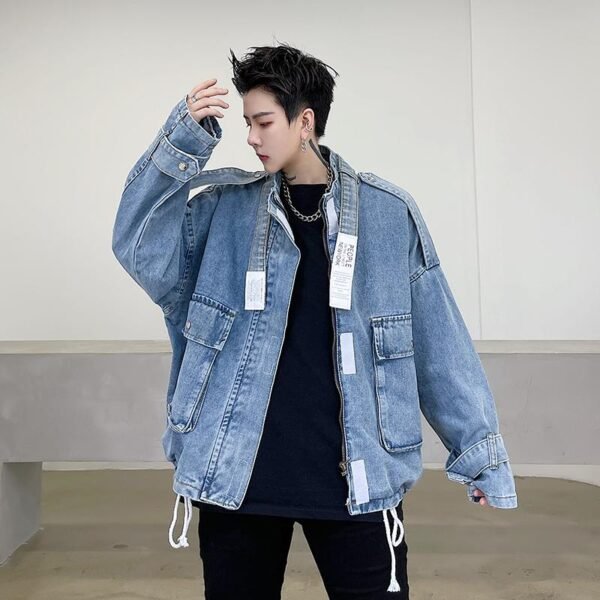 8050-P78 Unisex Big Pocket Trendy Denim Jacket