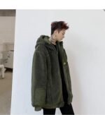 W205P125 Lambswool Jacket Handsome Hooded Thickened Cotton-padded Casual Jacket