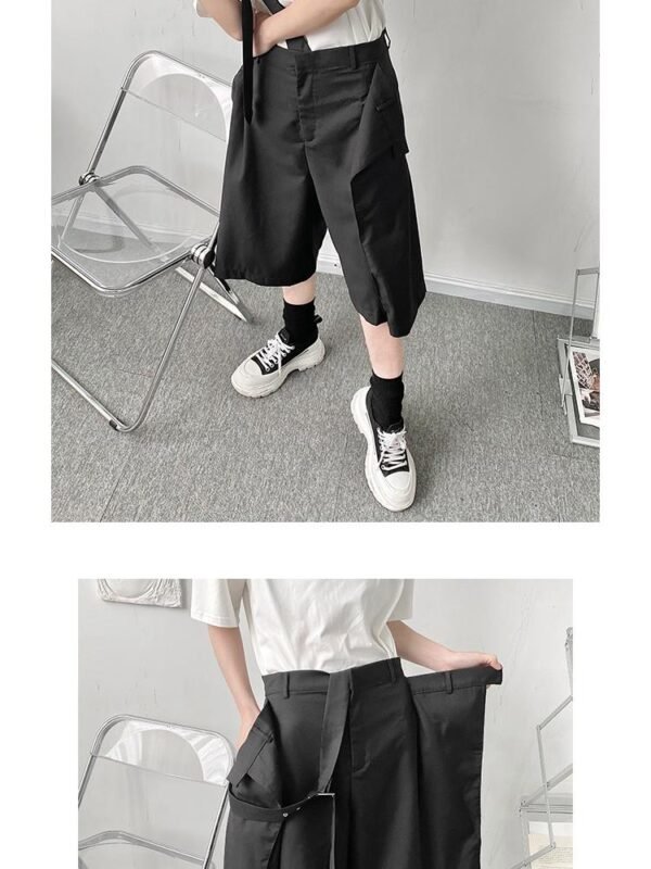 K1897 P65 Irregular Deconstruction Suspender Shorts