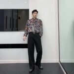 Homemade Lazy Style Retro Personality Totem with Loose Long-sleeved Shirt