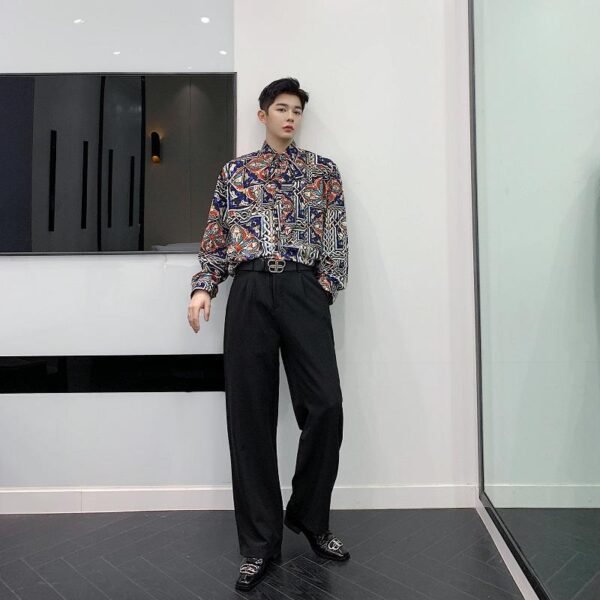 Homemade Lazy Style Retro Personality Totem with Loose Long-sleeved Shirt
