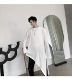 Spring Yamamoto Dark Irregular Hem Side Slit Men's Long Sleeve T-shirt