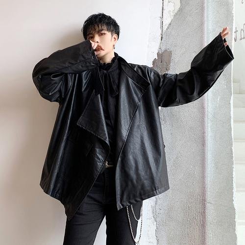 Irregular Retro PU Locomotive Leather Jacket