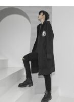 Korean Fashion Men's Windbreaker Jacket Zip Up Jacket Long Skull Jacket