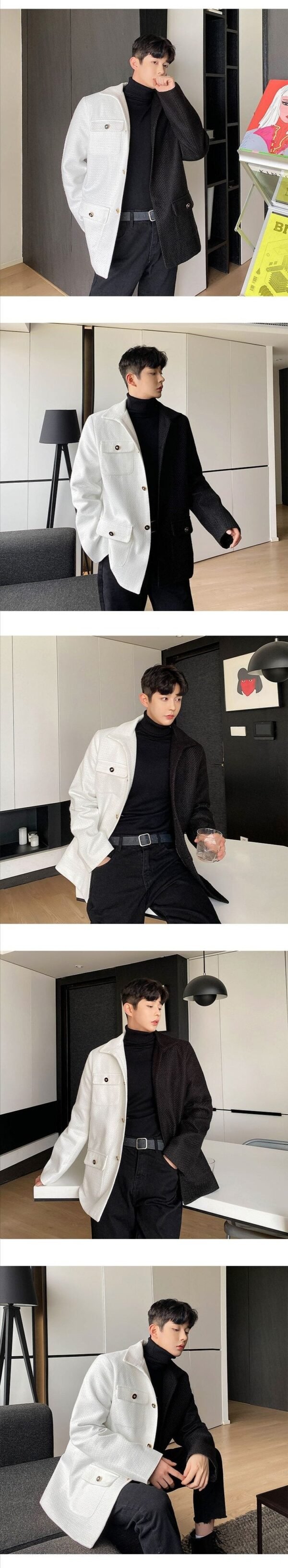P135 Thick Color Matching Suit Jacket Men