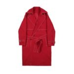 Retro Red Loose Knee Jacket Red Trench Coat Long Windbreaker