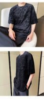 A452--6133--P55 P55 New Velvet Jacquard Round Neck T-shirt In Summer