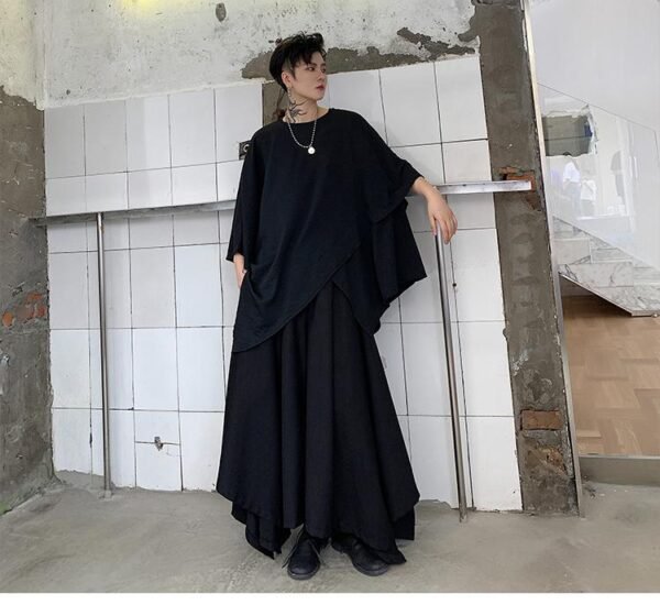 Summer Dark Asymmetric Short Sleeve T-shirt